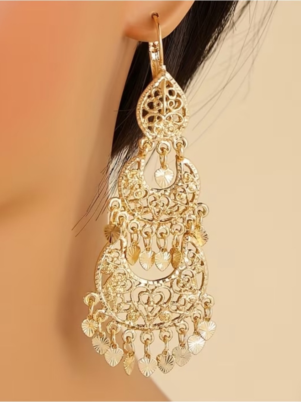 NWT gold tone tiered earrings